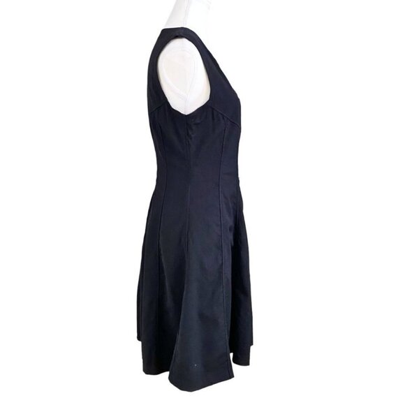 THEORY BLACK SILK BONBI FRONT ZIP SLEEVELESS A-LINE FIT & FLARE DRESS - 8 - Picture 3 of 10